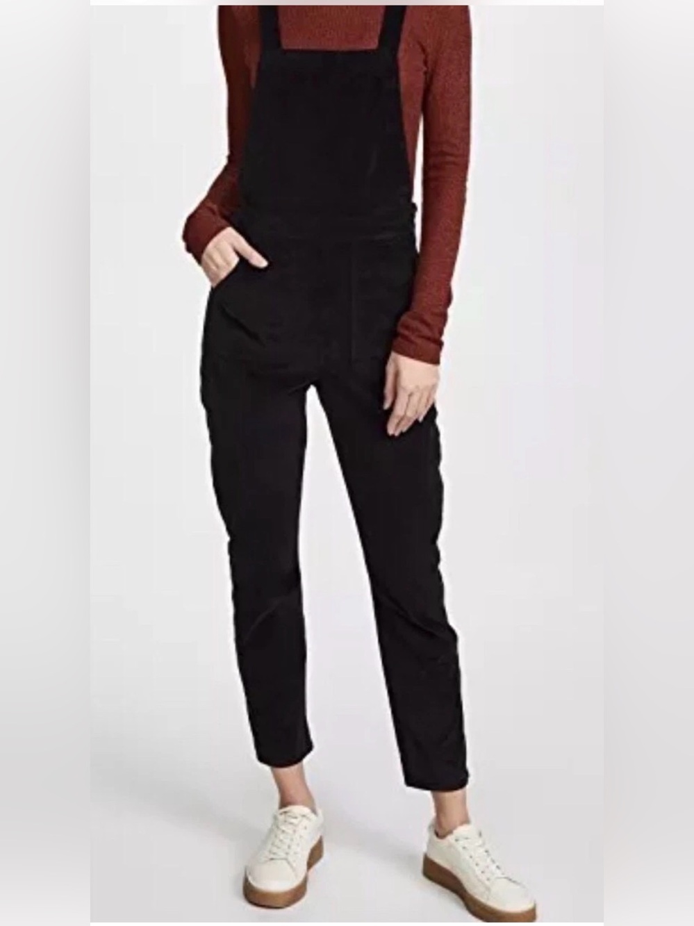 Madewell Black Velvet Skinny Overalls Size S H2173